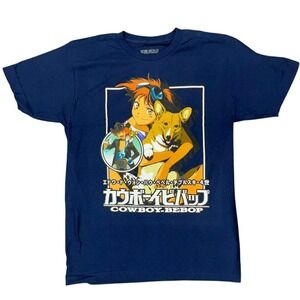 Cowboy Bebop T-Shirt Anime Ed & Ein Graphic Tee Sunrise‎ Funimation Blue NEW